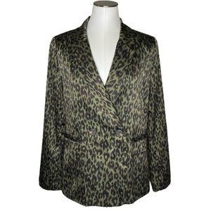 Skies Are Blue Leopard Print Double Breasted Blazer Jacket